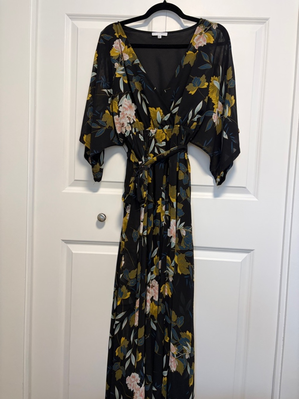 Baltic Born - Kia Kimono Maxi Dress in Midnight Floral